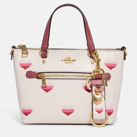 COACH Trigger Snap Bag Charm With Stripe Heart Print 💖 - Picture 2 of 5